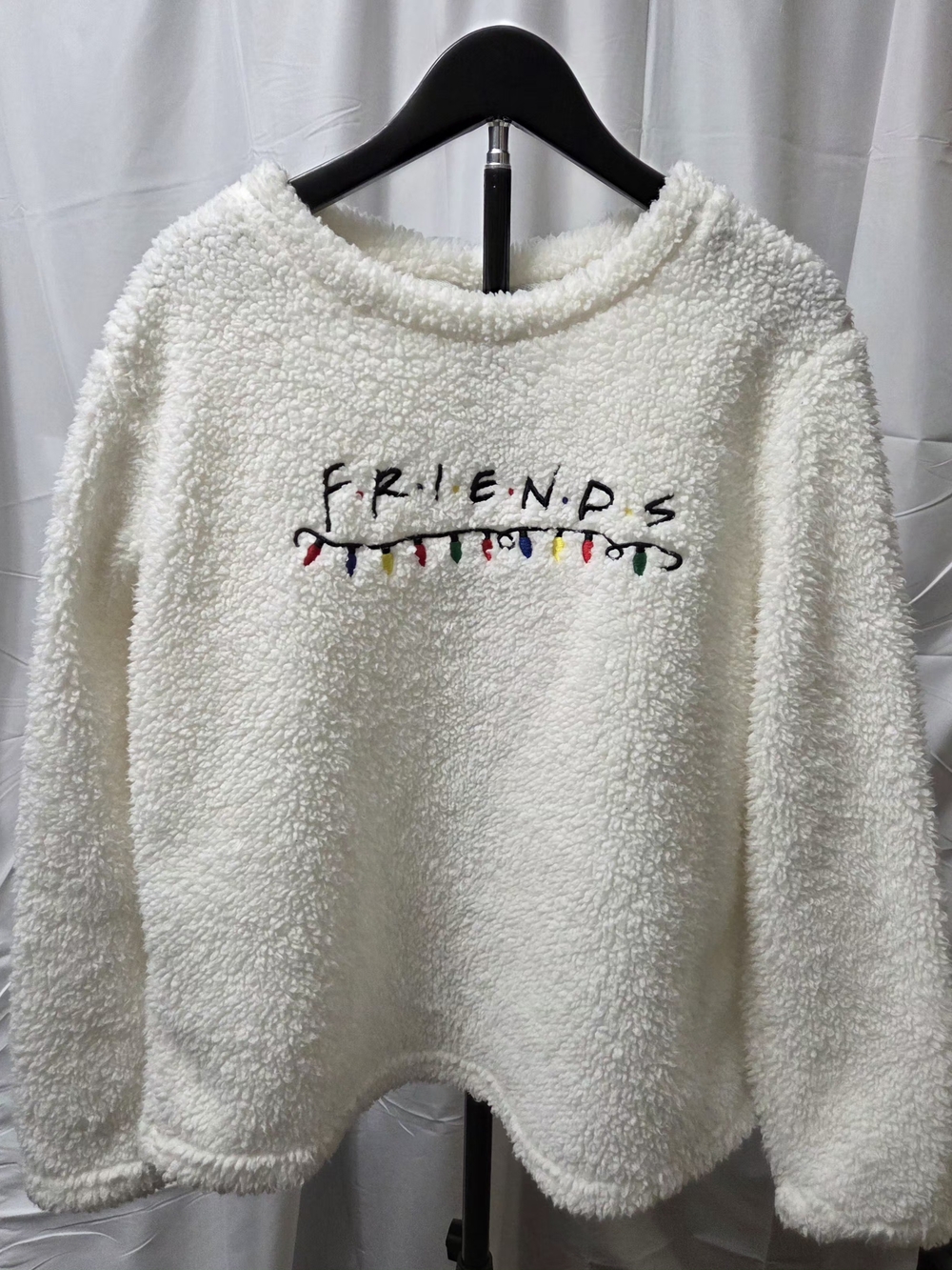 Friends TV Show Official Holiday Fuzzy Sherpa Fleece Sweater - S